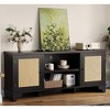 Rattan TV Stand Fits TVs Up to 70 Inches, Boho Entertainment Center with Cabinets and Open Shelves, Wooden Media Console Table - 2 of 4
