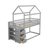 TopComfy Beds Twin House Bunk Bed Frame With Shelves and Drawers House Shaped Bunk Bed Integrated for Kids Bedrooms, Gray, 54.53"*18.7"*9.65" - 3 of 4