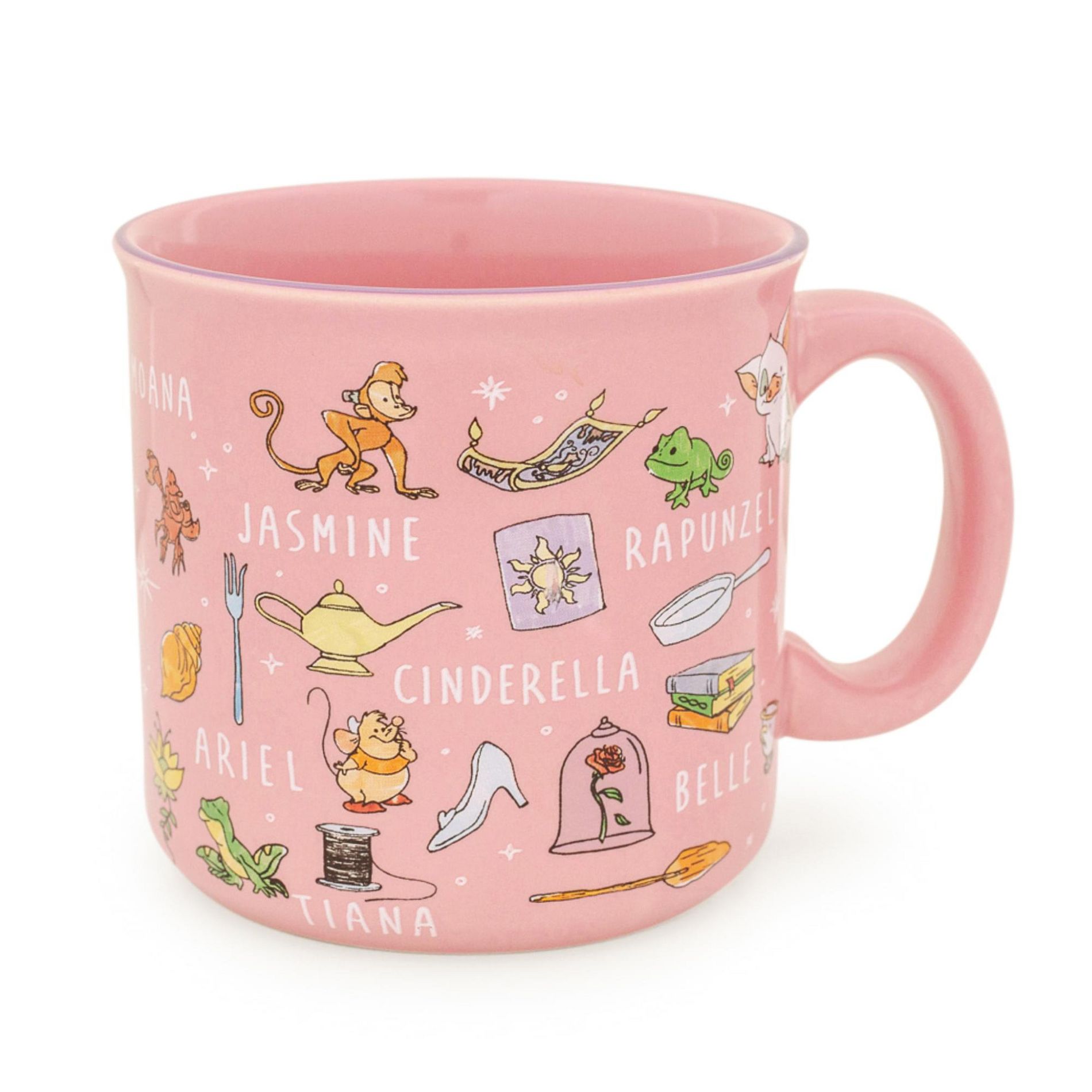 Silver Buffalo Disney Princess Icons Ceramic Camper Mug | Holds 20 Ounces