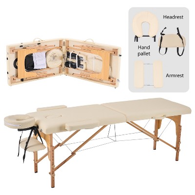 YOUNIKE 2 Folding Massage Table Lash Bed 23.6 Inches Width Wooden Portable Massage Bed with Armrests Esthetician Spa Tattoo Table