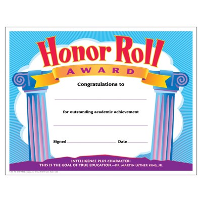 Trend Honor Roll Award Colorful Classics Certificates, 30 ct (Case of 4)