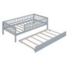 Bellemave Twin Size Platform Bed with Trundle beds Wooden Daybed Frame with Trundle and fence Guardrails, Gray - 3 of 4