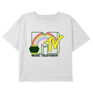 Girl's MTV St. Patrick's Day Pot Logo Crop T-Shirt - 1 of 3