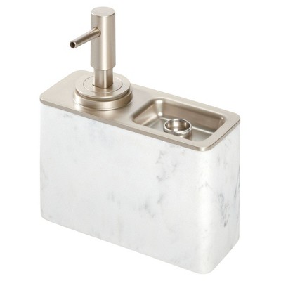 Dakota Soap Pump with Ring Tray White - iDESIGN