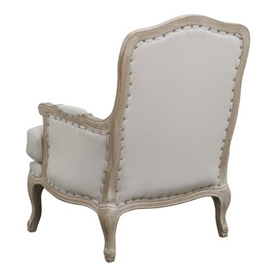 Classic French Taupe Wooden Accent Chair with Nailhead Trim
