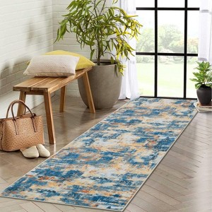 Area Rug Abstract Washable Living Room Rug, Non-Slip Carpet Soft Vintage Accent for Kitchen Bedroom Laundry - 1 of 4