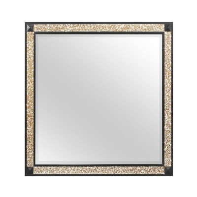 GlasFlength Decorative Wall Mirrors Square Accent Mirror Wall Mirror Polished Mirror Decorative Mirror for Living Room, Black, 38"*1"*36"