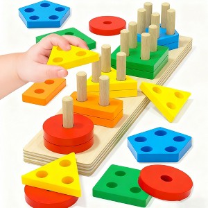 BABYYER Montessori Toys, Wooden Sorting & Stacking Toys,  Learning Puzzles Toy for Boys and Girls Aged 1-3 Years - 1 of 4