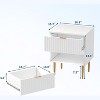 2 Pcs Modern Wood Night Stands with Charging Station - 2-Drawer Bedside Tables, Gold Accent Fluted Design for Bedroom, Living Room & Office - 3 of 4