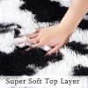 Acekool 2x6 Black White Shag Rug, Ultra Soft Tie-Dye Plush Runner, High Pile Non-Slip Fuzzy Carpet for Bedroom, Nursery, Living Room - 3 of 4