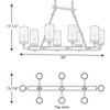 Progress Lighting Gresham 8-Light Chandelier, Graphite Finish, Seeded Glass Shades - 3 of 4