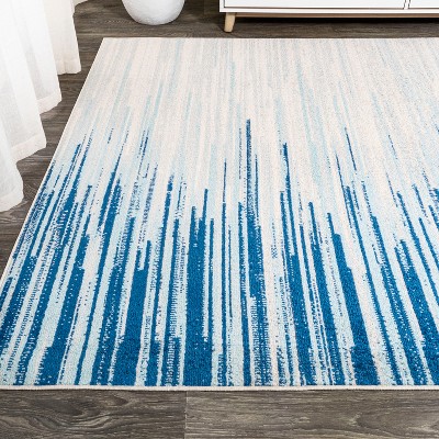 Coastal Breeze Linear Stripe Synthetic 3x5 Blue/Cream Rug