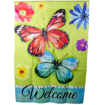 Northlight Welcome Butterflies Green Outdoor House Flag 28" x 40"