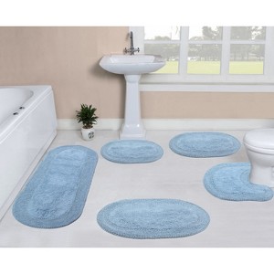 Home Weavers Double Ruffle Collection 100% Cotton Tufted Bathroom Rug Set, Non-Slip Latex Bath Rug Set - 1 of 4
