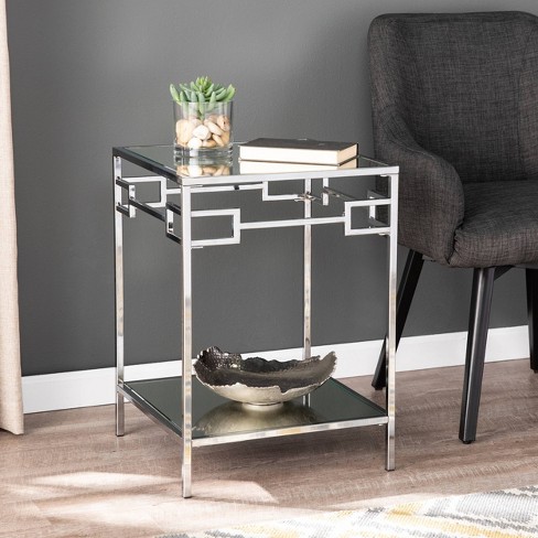 Deling Mirrored End Table Chrome Aiden Lane