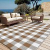 Waterproof Outdoor Rug Uv Resistant Plastic Straw Rug Modern Checkerboard Reversible Plaid Camping Carpet Picnic Mat for Beach, Backyard - 3 of 4