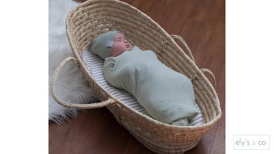 Grey Stripe and Splash Cotton Jersey Bassinet Sheet Set