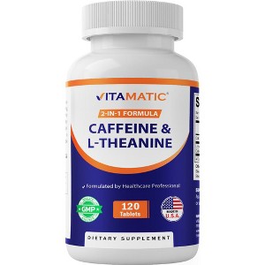 L-Theanine 200mg with Caffeine 100mg - 120 Tablets - 1 of 4