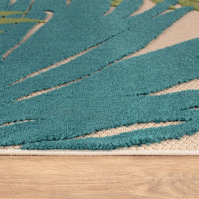 Tropical Floral Multi-Color Synthetic Indoor/Outdoor 5' x 7' Area Rug