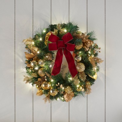 BrylaneHome Pre-Lit Regal 24" Wreath