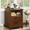 Gericco 18" Wood Nightstand, Bedside End Table with Storage and Roman Column, Bed Side Tables Cabinet Dresser for Bedroom, Living Room - 2 of 4