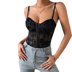 Sexy Sheer Mesh Bustier Top with Underwire & Boning - Clubwear Bralette for Women Night Out Outfit - 1 of 4