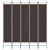 vidaXL 5-Panel Room Divider Brown 78.7"x86.6" Fabric - 3 of 4