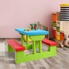Costway 4 Seat Kids Picnic Table w/Umbrella Garden Yard Folding Children Bench Outdoor - 2 of 4