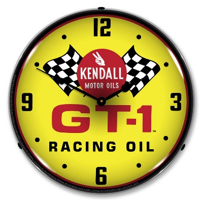 Collectable Sign & Clock | Kendall GT-1 Racing Oil LED Wall Clock Retro/Vintage, Lighted