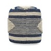 Diamond Handcrafted Fabric Cylindrical Pouf, White and Dark Blue - 2 of 4
