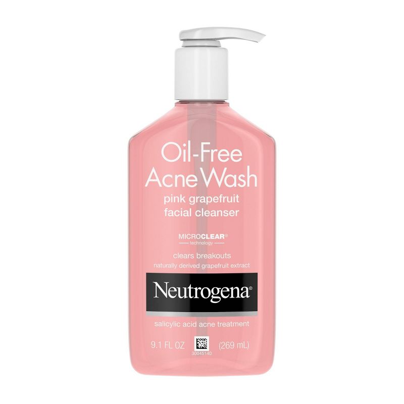 Neutrogena Oil-Free Salicylic Acid Pink Grapefruit Pore Cleansing Acne Face Wash with Vitamin C - 9.1 fl oz, 1 of 10
