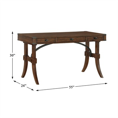 Driftwood Charcoal Wood Writing Desk with Filing Cabinet