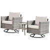 XIZZI Patio Outdoor Swivel Rocking Chairs Set of 2 with Side Table, 3 Pieces PE Rattan Wicker Patio Bistro Set with 360 Degree Rotation Chairs - 2 of 4