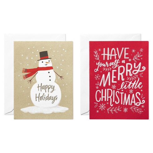 10ct Dual Blank Christmas Cards Snowman and Have a Merry Christmas