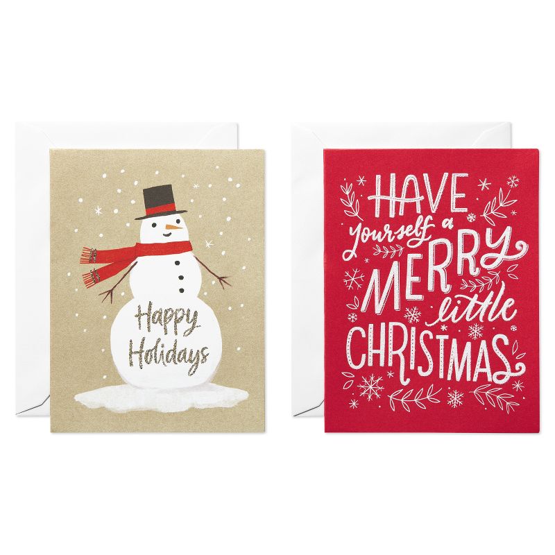 10ct Dual Blank Christmas Cards Snowman and Have a Merry Christmas, 1 of 7