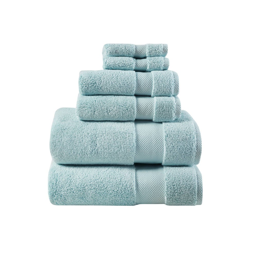 Photos - Towel 6pc Splendor Cotton Bath  Set Blue - Madison Park