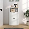 Vynxaria Modern Shoe Storage Cabinet with Open Compartment and 2 Flip Drawers - White, 22.75" W x 9.5" D x 41.25" H - 2 of 4