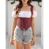 Women Costume Fake Two Piece Strappy Vintage Corset Vest Pirate Medieval Viking Steampunk Gothic Tank Top - 2 of 4