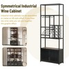 82.7" Floor Standing Tall Coffee Bar Cabinet With Storage, Industrial Style Wine Rack With Glasses Holder,5 Tier For Home Office Dining Room - 2 of 4