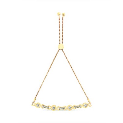 Silver Channel Set Diamond Accent Twist Bolo Bracelet