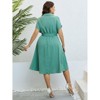 Womens Plus Size Button Placket Casual Shirt Dress with Belt - 2 of 3