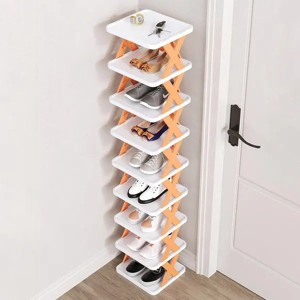 9 Tier Narrow Entryway Shoe Rack Plastic Vertical Shoe Organizer Space Saving Free Standing Shoes Storage Shelf Closet Hallway - 1 of 4