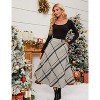 Women's Wool Plaid A-Line Skirt - Winter Warm Elastic Waist Pleated Long Skirt Gray - 3 of 4