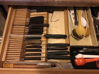 Cheer Collection Kitchen Drawer Knife Organizer (gray) : Target