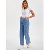 INSPIRE CHIC Women's Striped Jeans High Rise Zipper Fly Straight Leg Denim Pants - 2 of 4