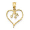 Black Bow Jewelry 14k Yellow Gold & CZ Three Stone Heart Pendant, 13mm - 3 of 4