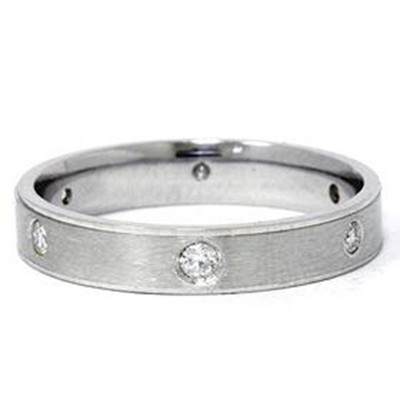 Pompeii3 Platinum Comfort Fit Diamond Brushed Wedding Ring Band
