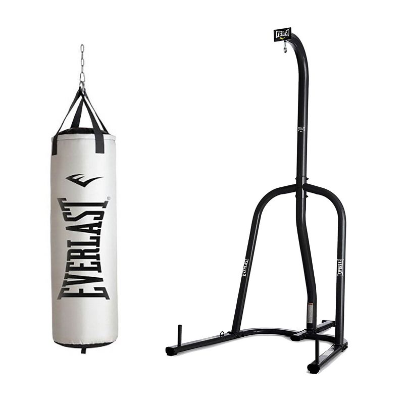 Everlast Nevatear Fitness Workout 60 Pound Heavy Boxing Punching Bag and Powder Coated Steel Heavy Bag Stand, Black, 1 of 6