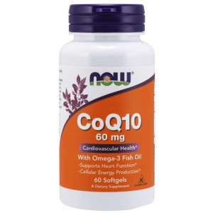 CoQ10 60 mg W/Omega 3 Fish Oils by Now Foods  -  60 Softgel - 1 of 2