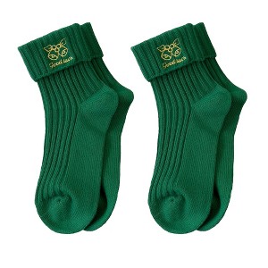 Anna-Kaci Women's 2-Pair Pack Fall Winter Warm Cotton Socks with Cute Christmas Embroidery - 1 of 3